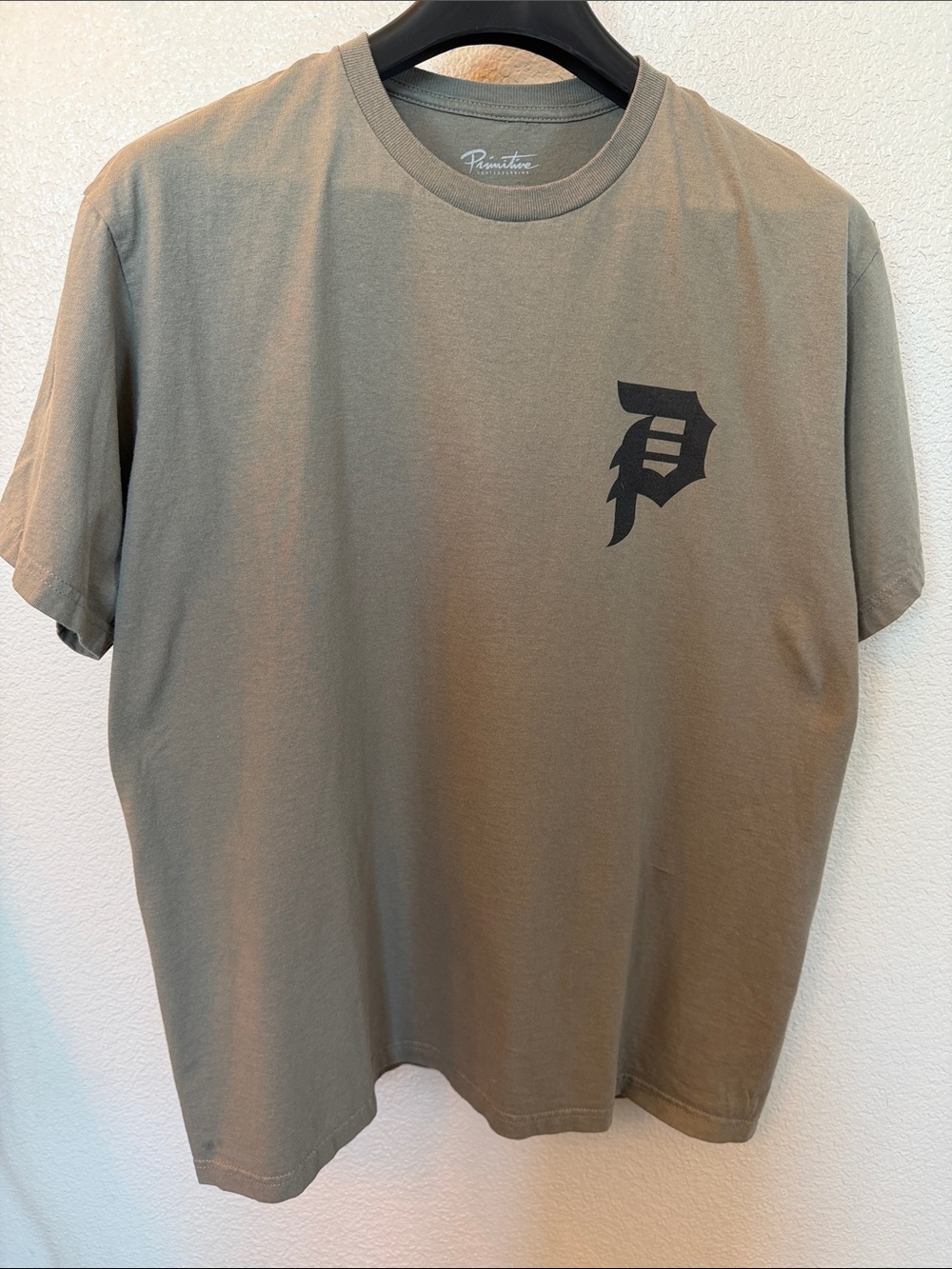 Primitive Olive Green Short Sleeve Tee with Black Chest Logo